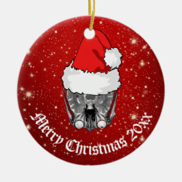 Skull MRI Santa hat "jul 20xx" Julgransprydnad Keramik