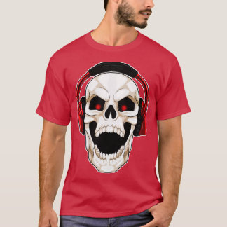 Skull Musician Headphone Music T Shirt
