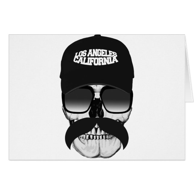 Skull mustache California Hälsningskort (Framsidan Horizontal)