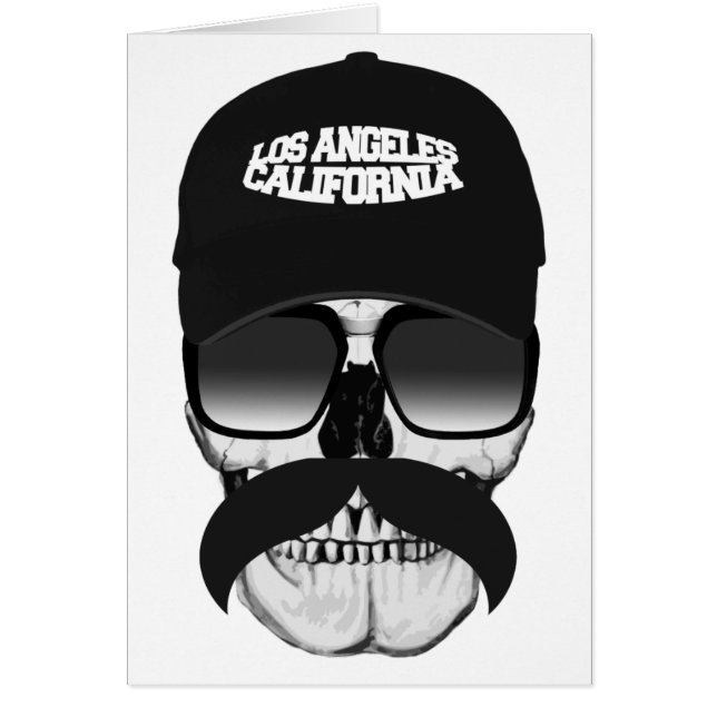 Skull mustache California Hälsningskort (Framsidan)