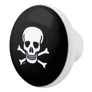 Skull n Bones Black ceramic knob Knopp