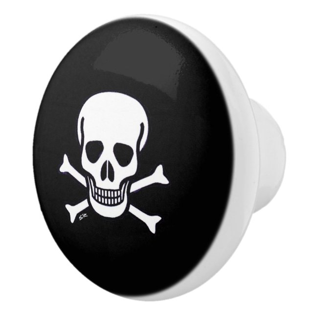 Skull n Bones Black ceramic knob Knopp (Höger)