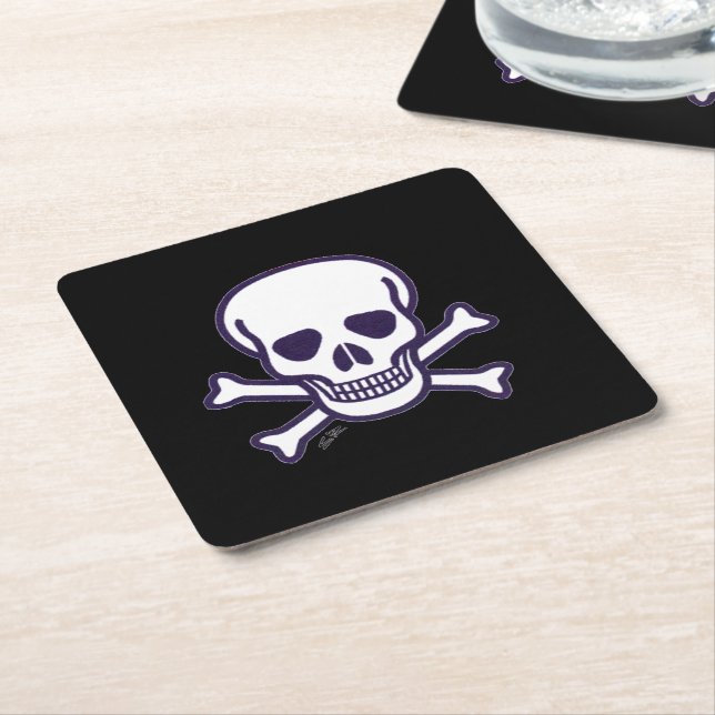 Skull n Bones Black papper Drycker Coasters Underlägg Papper Kvadrat (Vinklad)