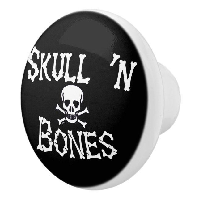 Skull n Bones black w ord keramisk knopp (Höger)
