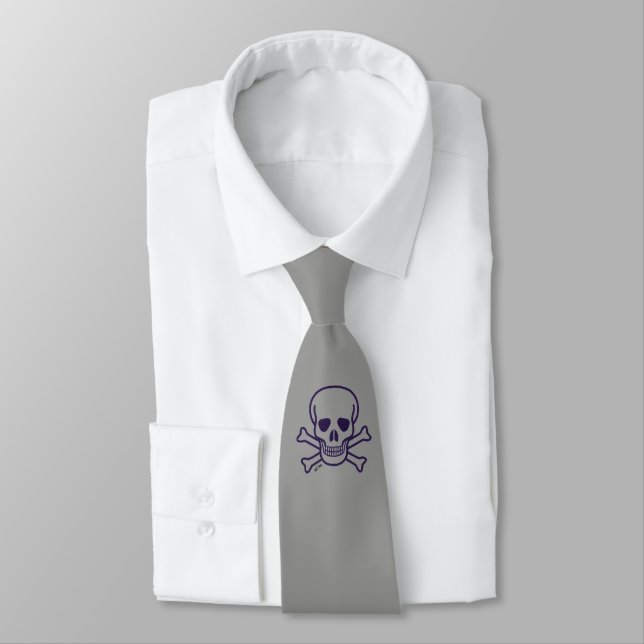 Skull n Bones grått necktie Slips (Bunden)