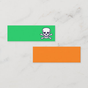 Skull n Bones grön och orange mini visitkort