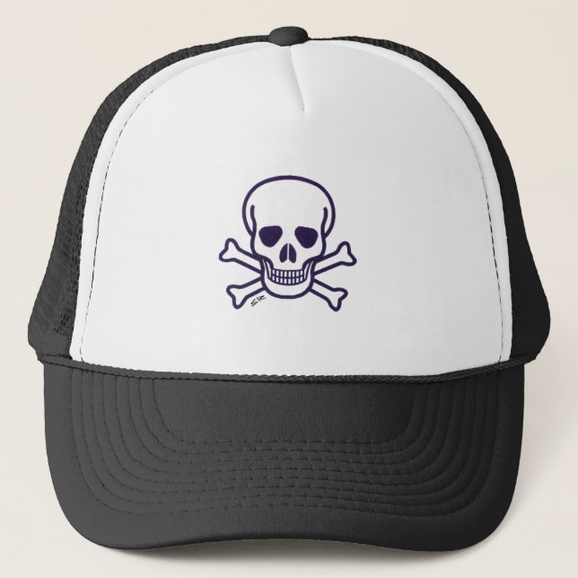 Skull n Bones svart och vit foam truckerhatt Keps (Framsida)