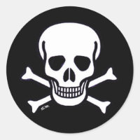 Skull n Bones svarta små, runda klistermärken