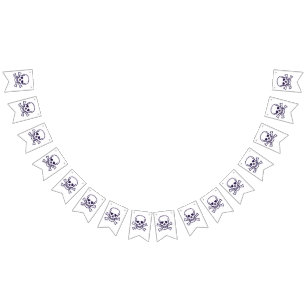 Skull n Bones vit bunting banner Vimplar