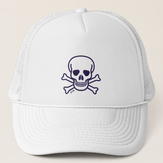 Skull n Bones vit skum trucker mössa Keps (Framsida)