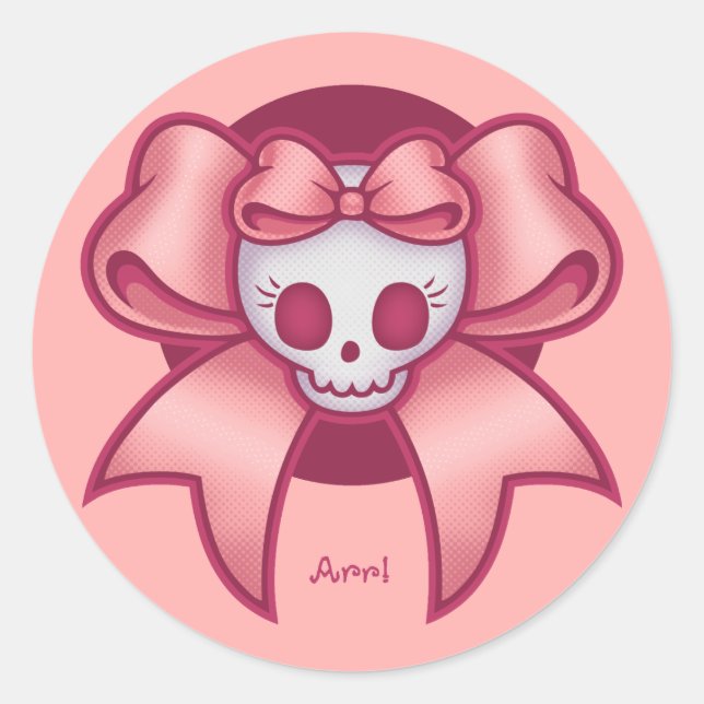 Skull 'n Bows Runt Klistermärke (Framsida)