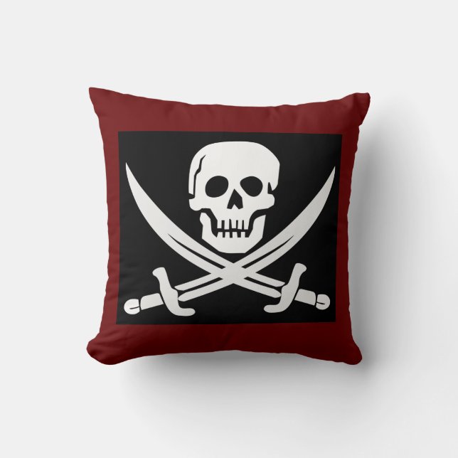 SKULL N CROSSBONES PIRAT PILLOW KUDDE (Framsida)