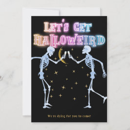 Skull Neon Halloween Halloweird Dancing Skeletons Inbjudningar