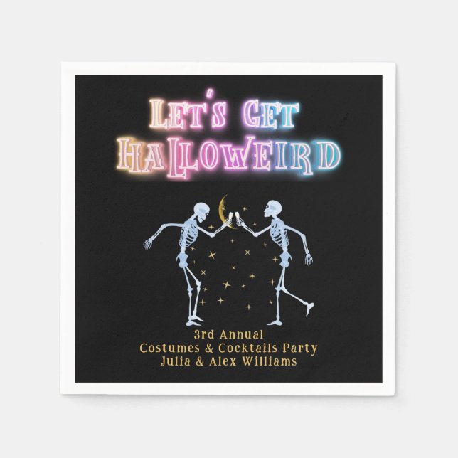Skull Neon Halloween Halloweird Dancing Skeletons Pappersservett (Framsidan)