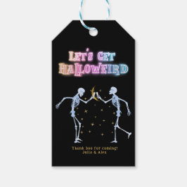 Skull Neon Halloween Halloweird Dancing Skeletons Presentetikett