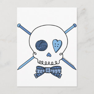 Skull & nitting Nål (blå) Vykort