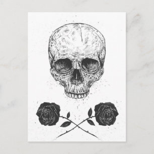 Skull N'Rosor Vykort
