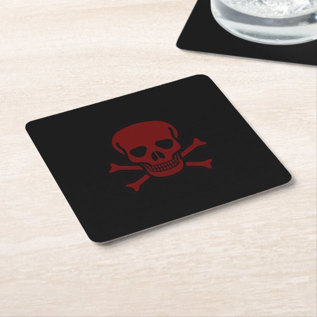 Skull och ben underlägg papper kvadrat (Vinklad)