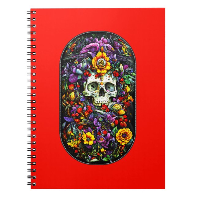 Skull och blommor anteckningsbok (Framsidan)