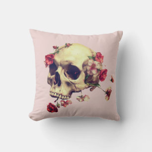 Skull och blommor kudde