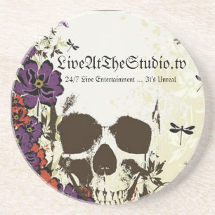 Skull och blommor Underlägg Sandsten