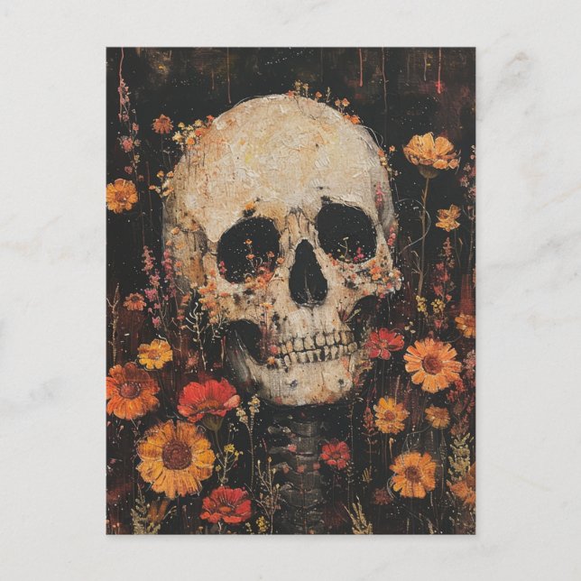 Skull- och blomstervykort vykort (Framsida)