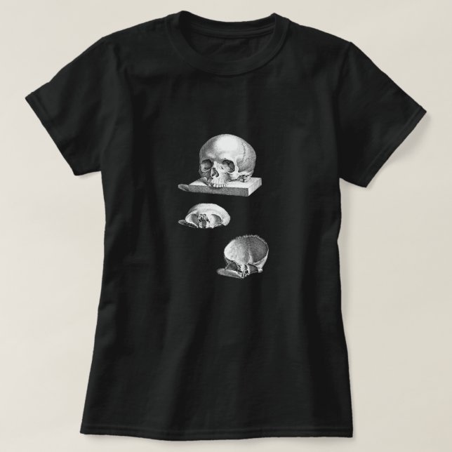 Skull och Bones Anatomy Teckning Tee Shirt (Design framsida)