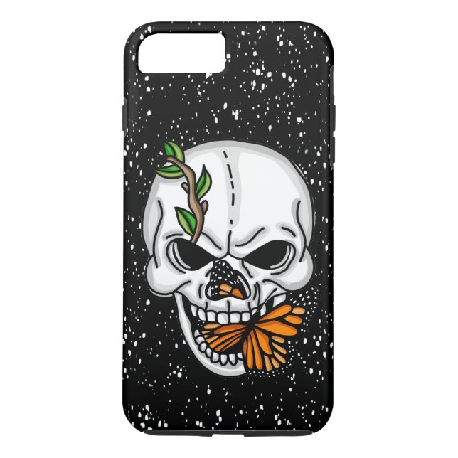 Skull och Butterfly Digital Art Case-Mate iPhone Skal (Baksida)