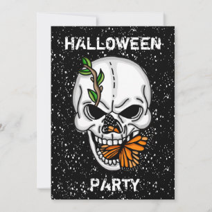 Skull och Butterfly Halloween fest Inbjudningar
