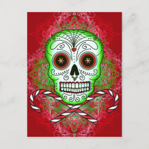 Skull och Candy cane vykort
