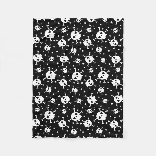Skull och Crossbone Black Sherpa Fleece Blanket (Framsidan)
