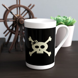 Skull och Crossbone Girl Pirat Bone China Mugg Benporslin Mugg