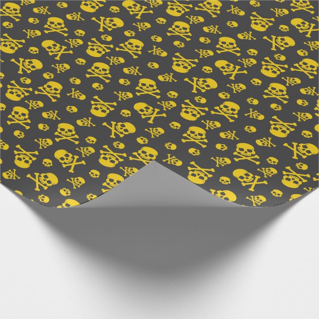 Skull och Crossbone Guld Presentpapper (Hörn)
