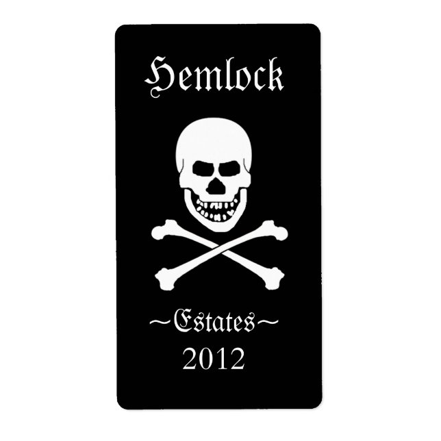 Skull och Crossbone Halloween Funny Vin Flaska Fraktsedel (Framsidan)