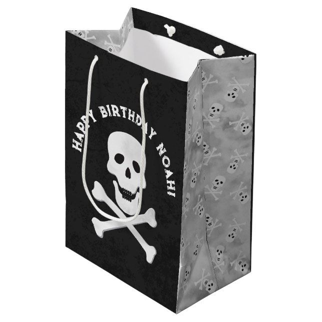 Skull och Crossbone Halloween Gift Bag (Framsidan Vinklad)