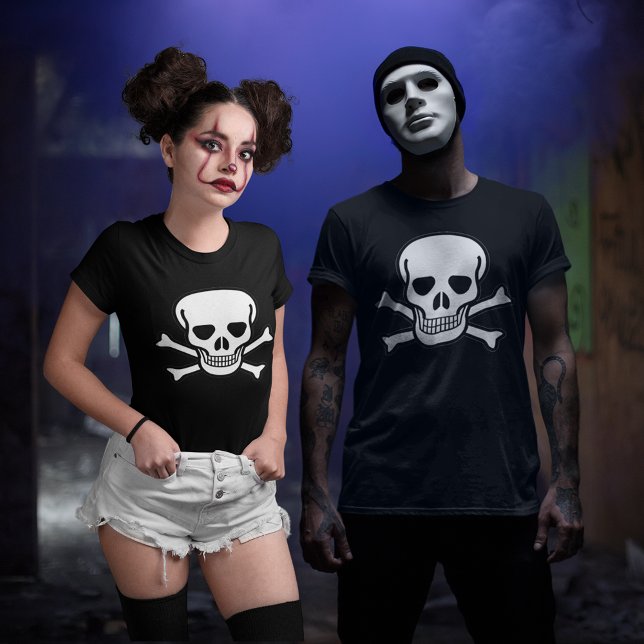 Skull och Crossbone Halloween Mörk Unisex T-shirt (Skull and Crossbones Halloween Dark Unisex T-Shirt)