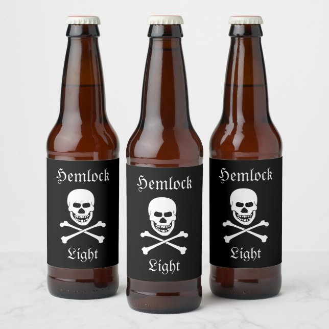 Skull och Crossbone Hemlock Light Halloween fest Ölflaska Etikett (Flaskor)
