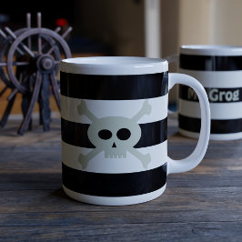 Skull och Crossbone Pirat Black Rand Funny Jumbo Mugg