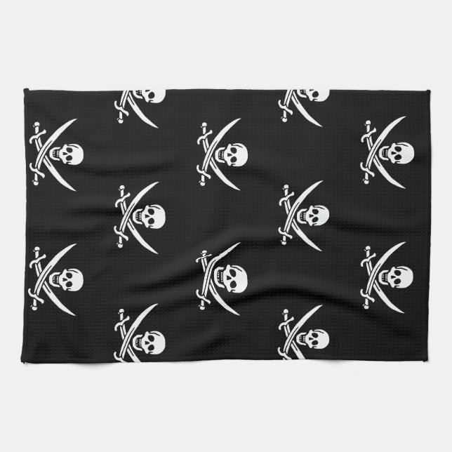 Skull och Crossbone Pirat Towel Kökshandduk (Horisontell)