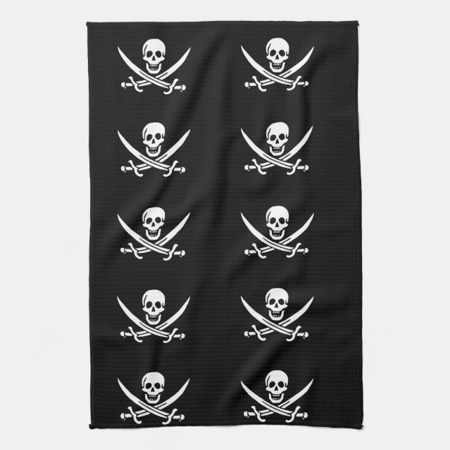 Skull och Crossbone Pirat Towel Kökshandduk (Vertikal)