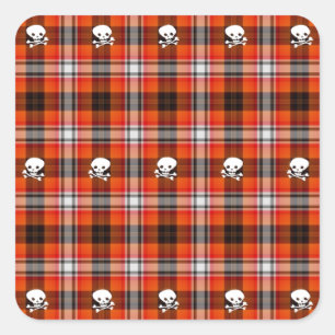 Skull och Crossbone Red och Black Play Fyrkantigt Klistermärke