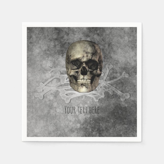 Skull och en hög av Bones Halloween Gothic Party Pappersservett (Framsidan)