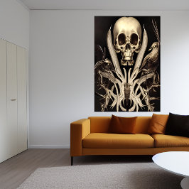 Skull och fågel | AI Art Poster