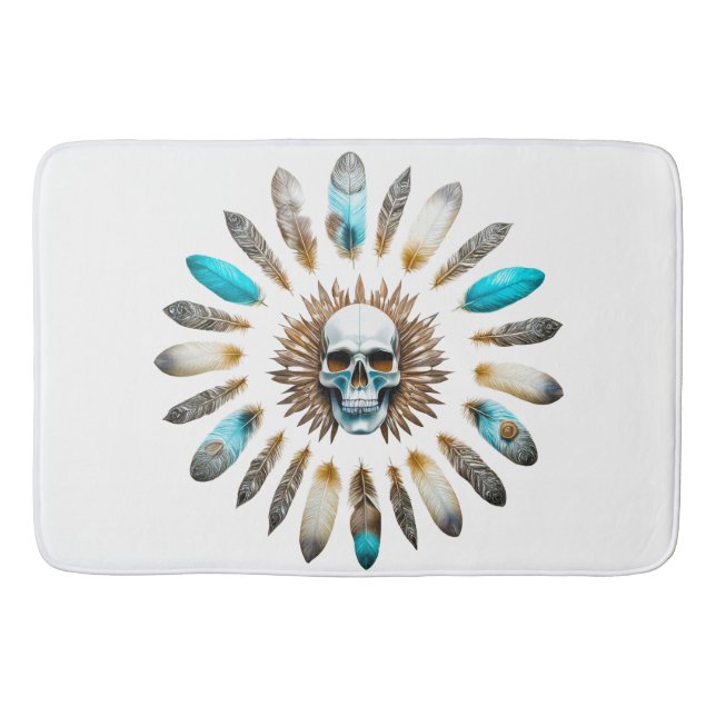Skull och fjädrar 01 badrumsmatta (Framsidan)