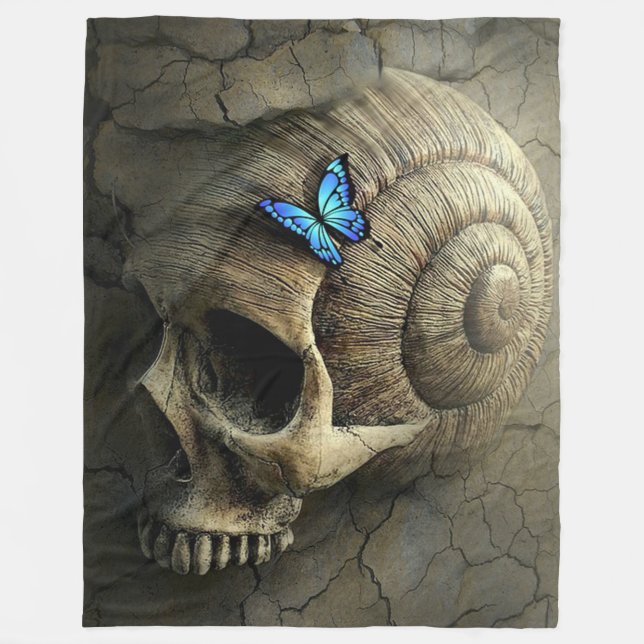 Skull och fjäril fleecefilt (Framsidan)