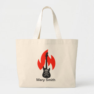 Skull och Flame Guitar Jumbo Tygkasse