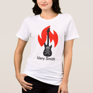 Skull och Flame Guitar T Shirt