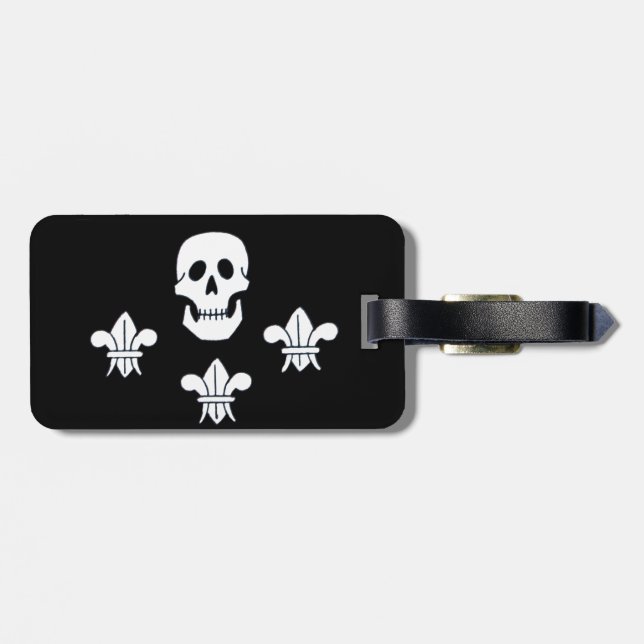SKULL OCH FLEUR DE LISE JOLLY ROGER BANNER BAGAGEBRICKA (Baksida Vågrät)
