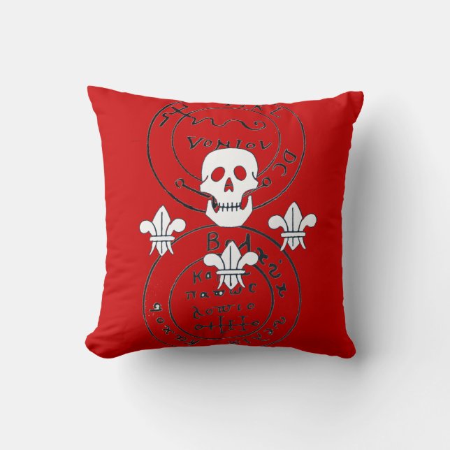 SKULL OCH FLEUR DE LISE/PIRATER TREASURE KARTOR, KUDDE (Framsida)