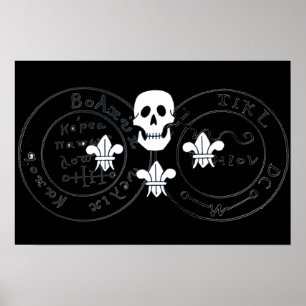 SKULL OCH FLEUR DE LISE/PIRATER TREASURE KARTOR, POSTER
